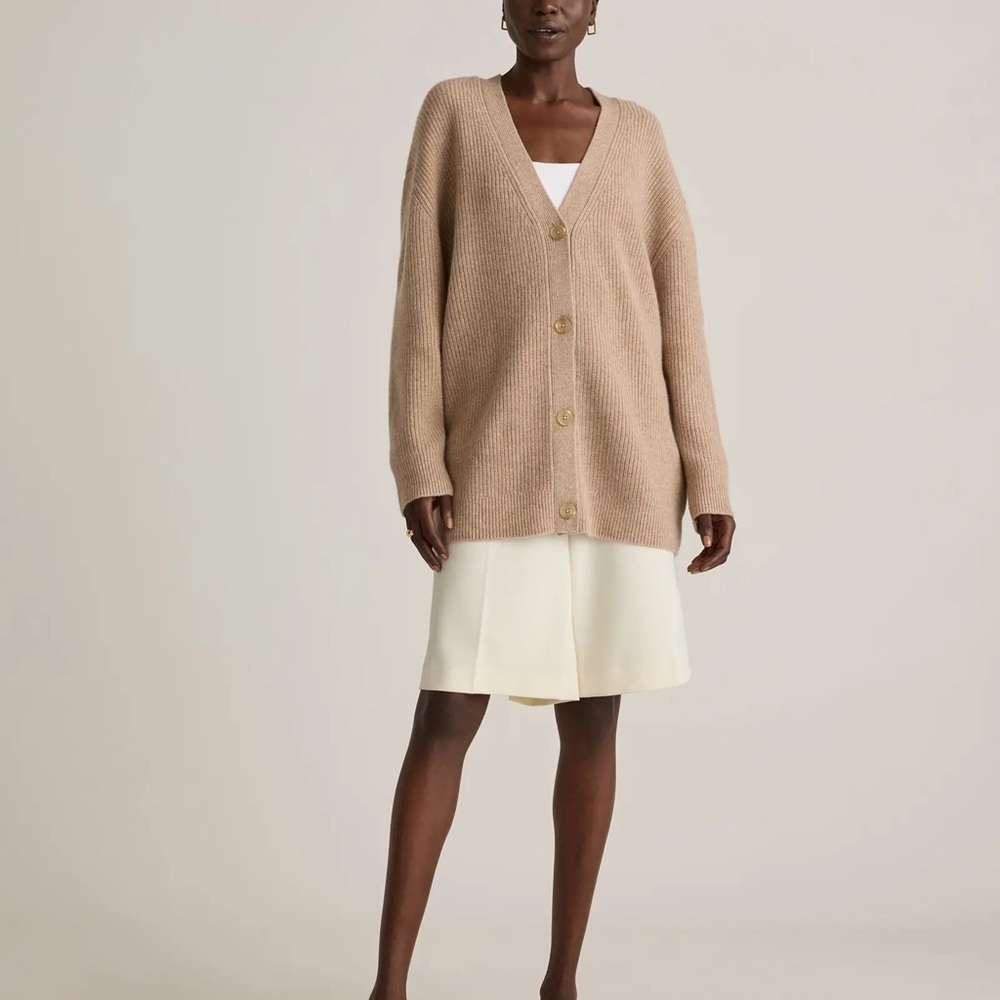 NWT Quince Mongolian Cashmere Oversized Boyfriend Cardigan Sweater